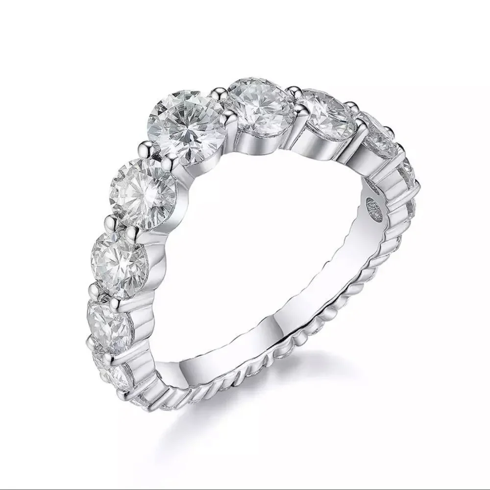 Chevron V shape sparkling 2ct tw stone wedding band!